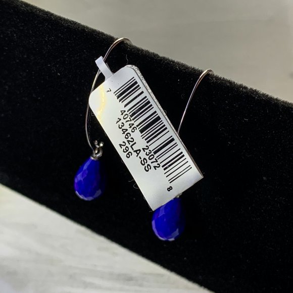 Sterling silver sweep earrings with lapis - Picture 4 of 6